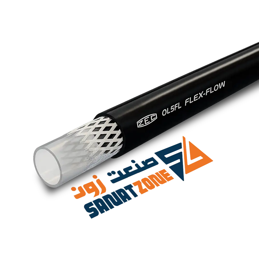 شیلنگ ترموپلاستیک مشکی یک لا نخ داخل تفلون لاستیکی OL5FL FLEX-FLOW (25 بار 1/4 اینچ)