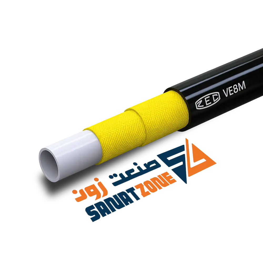 شیلنگ ترموپلاستیک مشکی دو لا نخ داخل تفلون ZEC VE8 (467 بار 3/16 اینچ)