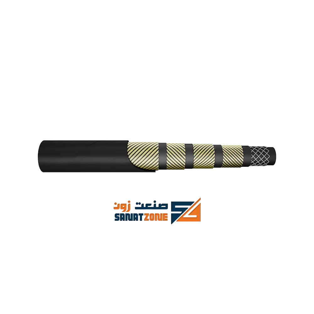 شیلنگ هیدرولیک چهار لا سیم hyso-flex TISM042-12 (2023) با روکش ضداشتعال (420 بار 3/4 اینچ)